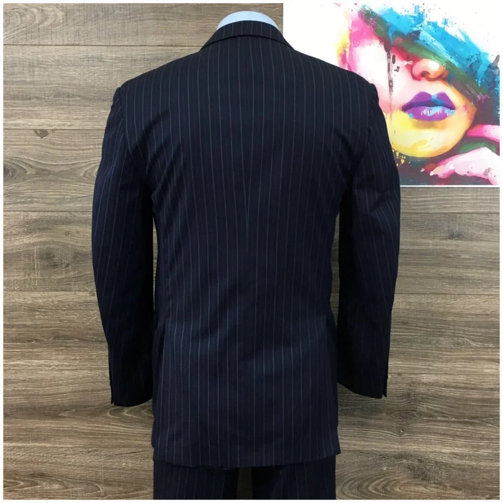 Lubiam 1911 Mens Two Piece‎ Suit Size 42L Jacket Blazer Pants Wool Casual Blue
